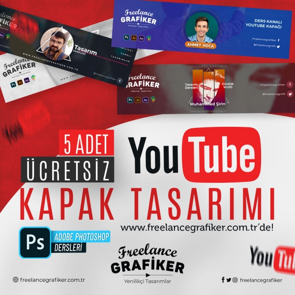 5 Adet Ücretsiz PSD Youtube Kanalı Kapak Tasarımı